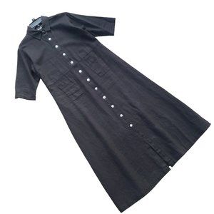 Long Black Linen Blend Dress Women's Petite Small